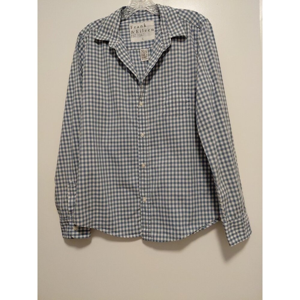 Frank & Eileen Barry Gingham Check Shirt Blue & White Cotton Large